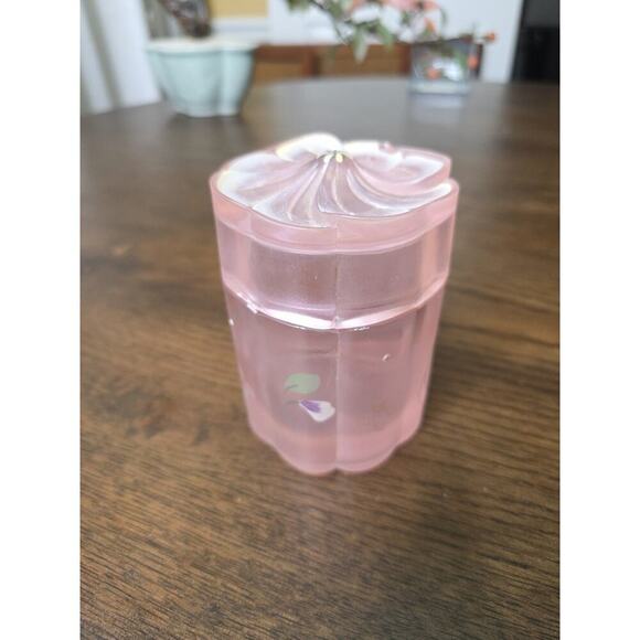 Fenton Other - Fenton 3.5" Pink Satin Trinket Box Floral Design Handpainted In USA